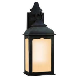   Sconce, Colonial Iron Finish with Amber Mist Glass
