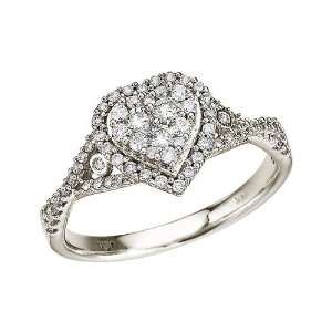  14K White Gold Diamond Clustaire Ring (Size 8.5) Jewelry