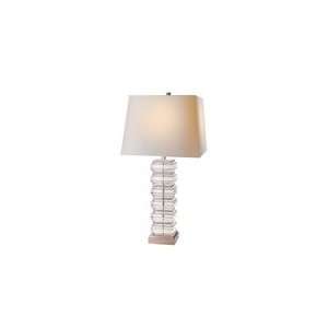 Chart House Euro Sized Square Stacked Table Lamp in Crystal with 