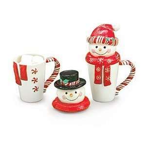 Winter Christmas Snowman Mug coffee Tea With Lids set 2  