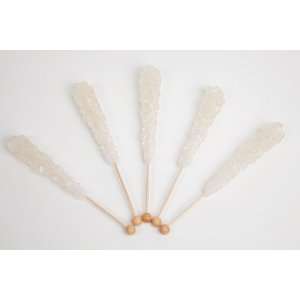 White Wrapped Rock Candy Sticks (10 Pieces):  Grocery 