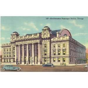 1940s Vintage Postcard Northwestern Passenger Railroad Station Chicago 