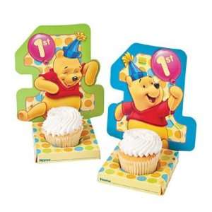  6 Poohs 1st Birthday Cupcake Holders   Party Decorations 