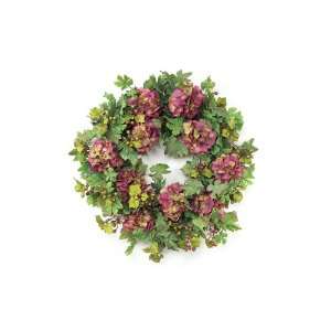   Grape Leaf & Hydrangea Silk Flower Wreath 26  Unlit: Home & Kitchen