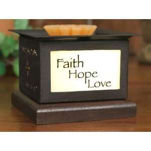Rustic Brown Faith Love Hope Inspirational Square Electric Wax Warmer 