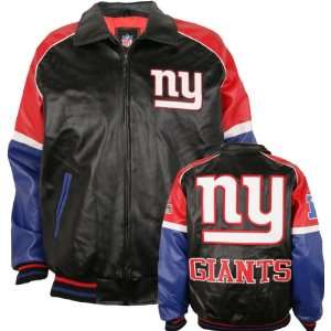 New York Giants Varsity Faux Leather Jacket:  Sports 