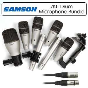  Samson SADK7 7KIT Drum Mic Kit Bundle of 3 Q Tom; Q Kick 