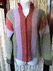 Napapijri Womens Colorful 100% Wool Zip Up Knit Sweater Jacket Italy 