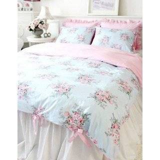   Elegant Blue Rose/pink Gingham 4pc Bedding Set, Queen: Home & Kitchen