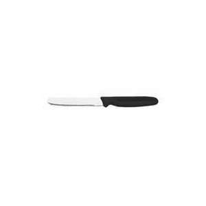  Steak Knives   Serrated   Black Plastic Handle   4