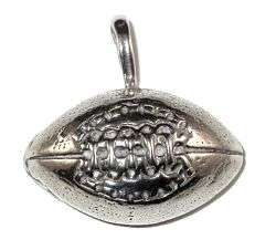 STERLING SILVER CHARM Pendant One Sided Shaped FOOTBALL  