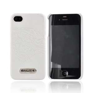  OEM ED Hardy iPhone 4 Leather Hard Case WHITE TIGER Electronics