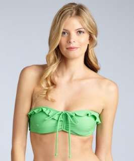 Shoshanna green grass solid ruffle bandeau bikini top  BLUEFLY up to 