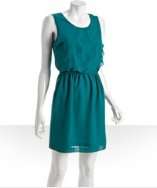 style #308300801 teal georgette Mia ruffle front dress