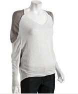   Knits grey cotton silk colorblock boyfriend sweater style# 311496301