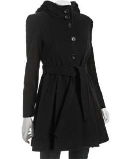 DKNY black wool blend Leslie hooded coat  