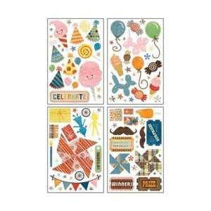 : Basic Grey Life Of The Party Die Cut Chip Stickers 4 Sheets Shapes 