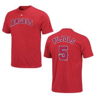 Majestic Los Angeles Angels #5 Albert Pujols Red Player Number T Shirt 