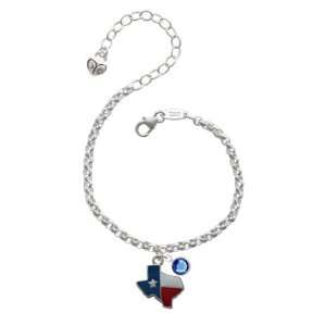  Enamel Lone Star Texas Silver Plated Brass Charm Bracelet 