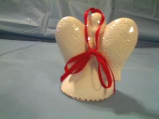 RUSS BERRIE ANGEL FRIEND BELL STONEWARE ORNAMENT WITH HEART  