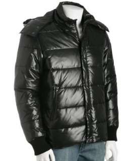 Vince black quilted poly hooded puffer jacket  