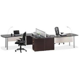  2 Person Workstation With Peninsula Table And Desk Mounted 