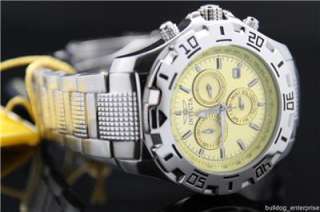 Mens Invicta II Racing Python Diver Yellow Stainless Chronograph Watch 