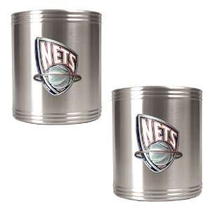 New Jersey Nets Nba 2Pc Stainless Steel Can Holder Set   Primary Logo 