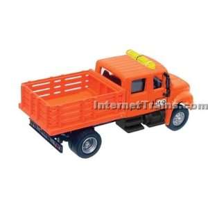   International 4300 2 Axle Crew Cab Stake Bed Truck   Orange: Toys