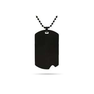   Engravable Black Plate Stainless Steel Dog Tag with Notch: Jewelry