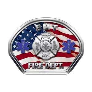  Firefighter Fire Helmet Front Face EMT American Flag Decal 