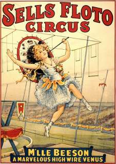 Sells Floto Circus High Wire Act Circus Poster  
