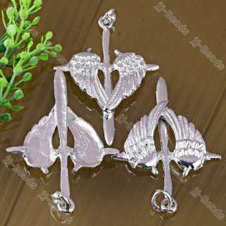 1x Cross Angel Wing Crystal Silver Plated Pendant Charm  