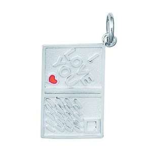  Sterling Silver ENAMEL I LOVE YOU POST CARD Charm: Jewelry