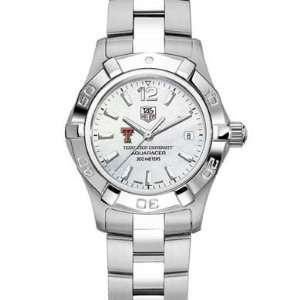 Texas Tech Womens TAG Heuer Steel Aquaracer Watch with Mother of 