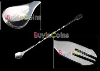 Bar Stainless Steel Twisted Mixing Spoon with Fork Tip  