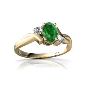  14K Yellow Gold Oval Genuine Emerald Ring Size 8 Jewelry
