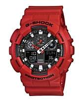 Shock Watch, Mens Analog Digital Red Resin Strap GA100B 4