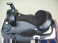 15 BLACK LEATHER WESTERN SILVER SHOW SADDLE W/BRIDLE,B/COLLOR & GIRTH 