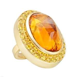 Peggy Stephaich Guinness Large Madeira Citrine & Yellow Sapphire Ring
