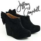 Jeffrey Campbell★ Cute Back Bow Tie Wedge Bootie Black Suede 5.5 