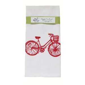  Organic Bike Block Print Tea Towel