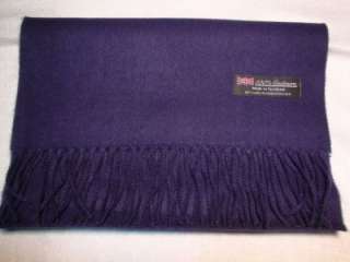 NEW 100% Cashmere Scarf Solid Eggplant Purple Scotland Wool Mens 