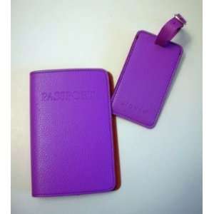  Purple Travel Accessories Set with Passport Cover and 1 Luggage 
