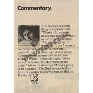 Tim Buckley Newspaper LP Promo Ad 1969 Happy Sad 