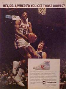 1977 JULIUS ERVING DR J Converse Tennis Shoes NBA Basketball Sixers 