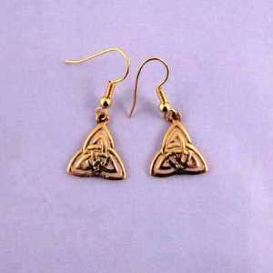  Celtic Bronze Trinity Knot Drop Earrings   Pink   Made in 