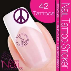  Nail Tattoo Sticker 70s / Flower Power / Peace   berry 
