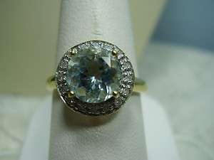 Beautiful 10K Yellow Gold Swiss Blue Topaz and Diamond Ring  