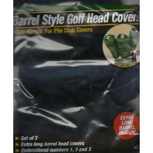 World of Golf Deluxe Barrel Style Fur Pile Club Covers Black Set of 3 